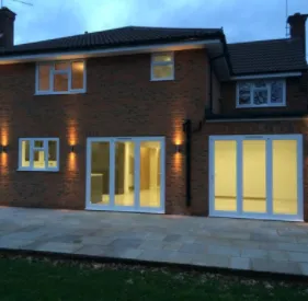 house with lights on