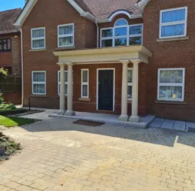 porch with pillars on new house