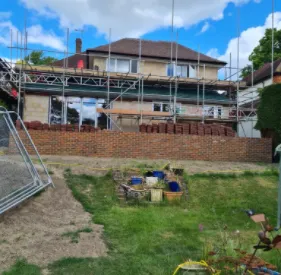 house with scaffolding